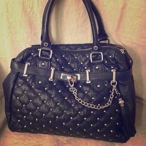 Black leather satchel purse